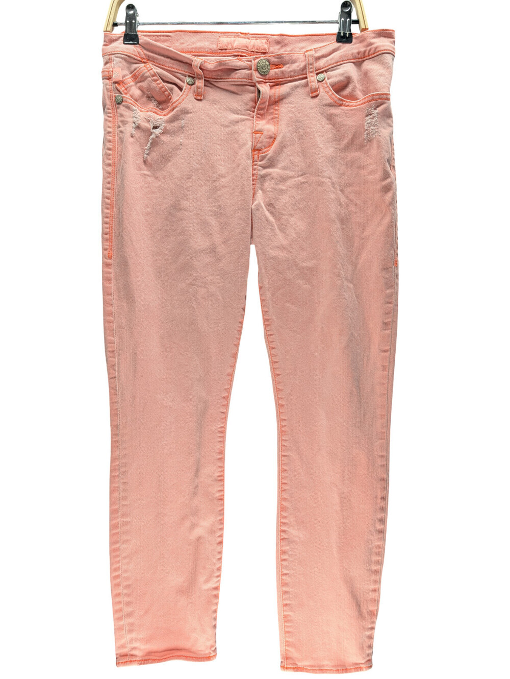 Rock & Republic Jeans Women Mid Rise Skinny Pink Distressed